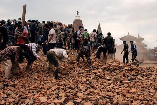 Rubble caused by the earthquake in Nepal