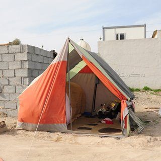 Tent serving as a shelter for Syrian refugees