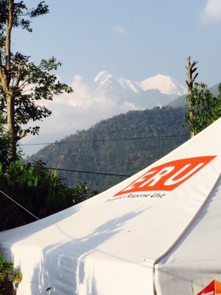 Langtang mountain as seen from the Red Cross field hospital in Dhunche.