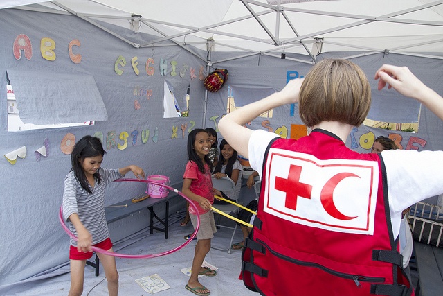 Children's play tent at Red Cross field hospital