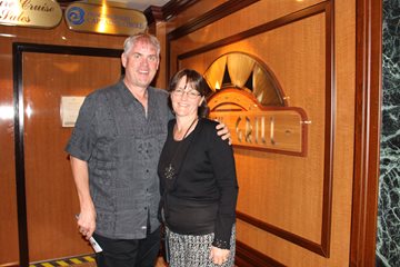 Linda with her husband Wray aboard the Grand Princess cruise ship