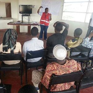 Male volunteers in violence prevention training
