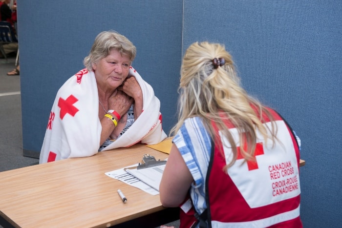 Bonnie meets with a Red Cross worker in Prince George