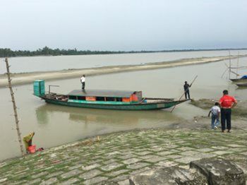 As a result of devastating floods in Bangladesh, boats are means of transportation to get to the island villages
