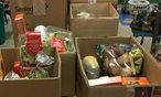Boxes of donated food