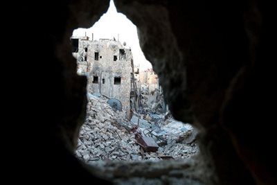 Damage from urban warfare in Syria