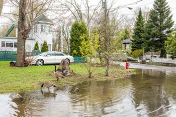 Flood waters on the streets in Quebec.