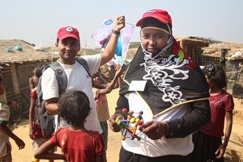 Volunteers providing psychosocial support in Bangladesh camps