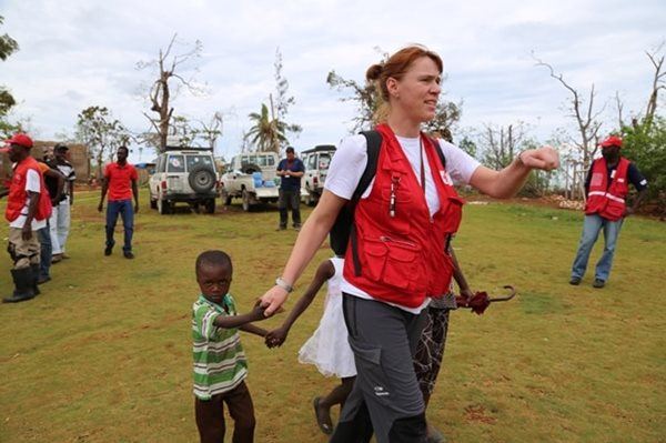 French Red Cross Doctor Aleth Abidine at a mobile clinic in the community