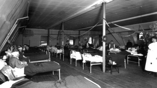 Scene inside a dormitory at Saint Mary’s College - another temporary hospital site